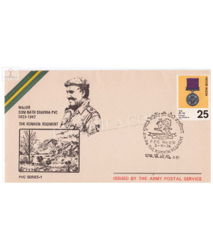 India 1976 Major Som Nath Sharma Pvc 4th Bn The Kumaon Regiment Army Postal Cover