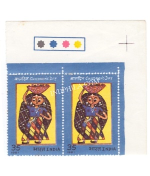 India 1981 National Childrens Day Mnh Strip Of 2 Traffic Light Stamp
