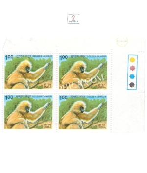 India 1983 Indian Wild Life Golden Langur Mnh Block Of 4 Traffic Light Stamp