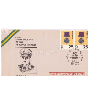 India 1984 Major Shaitan Singh Pvc 13t Bn The Kumaon Regiment Army Postal Cover