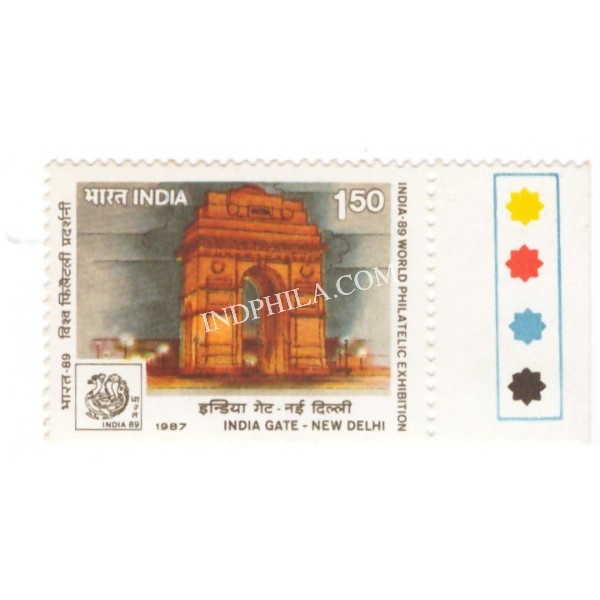 India 1987 India 89 World Philatelic Exhibition India Gate New Delhi S2 Mnh Single Traffic Light Stamp