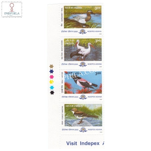 India 2000 Migratory Birds Strip Mnh Mnh Setenant Traffic Light Stamp