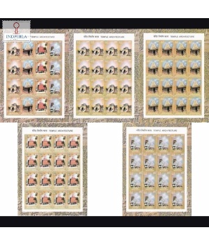 India 2003 Temple Architecture Set Of 5 Mnh Sheetlet