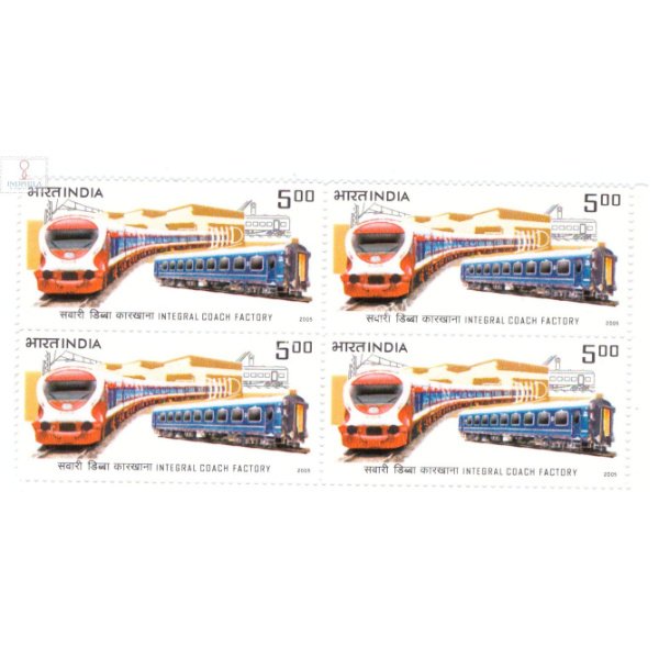 India 2005 Integral Coach Factory Mnh Block Of 4 Stamp