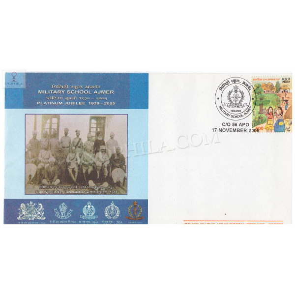 India 2005 Military School Ajmer Platinum Jubilee Army Postal Cover