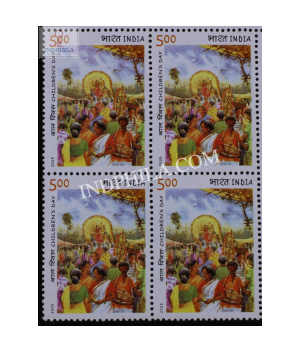 India 2005 National Childrens Day Mnh Block Of 4 Stamp