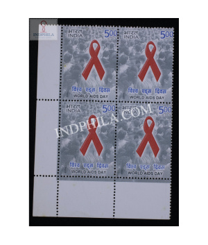 India 2006 World Aids Day Mnh Block Of 4 Stamp