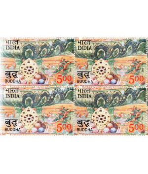 India 2007 2550 Years Of Mahaparinirvana Of Buddha Bhramasparsha Mnh Block Of 4 Stamp