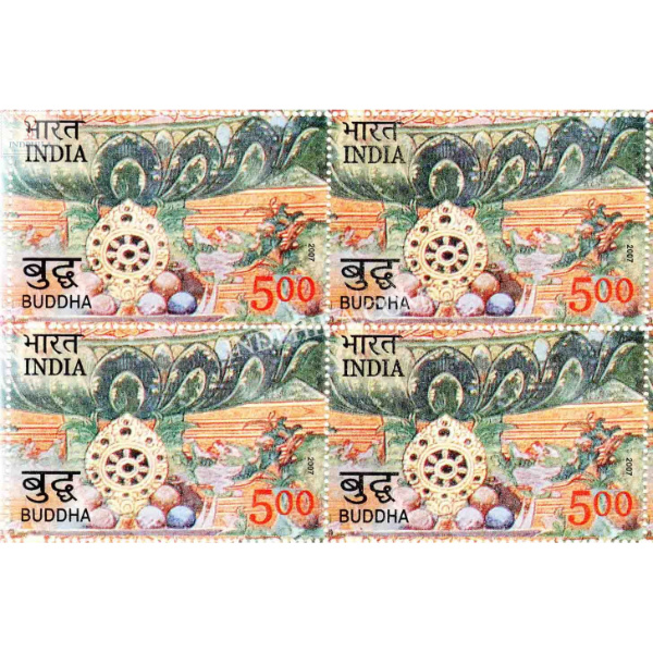 India 2007 2550 Years Of Mahaparinirvana Of Buddha Bhramasparsha Mnh Block Of 4 Stamp
