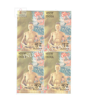 India 2007 2550 Years Of Mahaparinirvana Of Buddha Image Of Buddha Mnh Block Of 4 Stamp