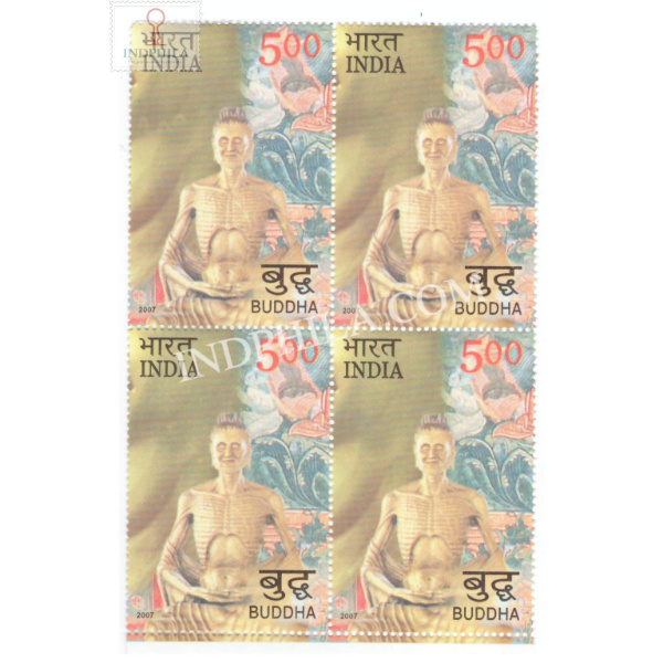 India 2007 2550 Years Of Mahaparinirvana Of Buddha Image Of Buddha Mnh Block Of 4 Stamp