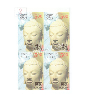 India 2007 2550 Years Of Mahaparinirvana Of Buddha Meditating Buddha Mnh Block Of 4 Stamp