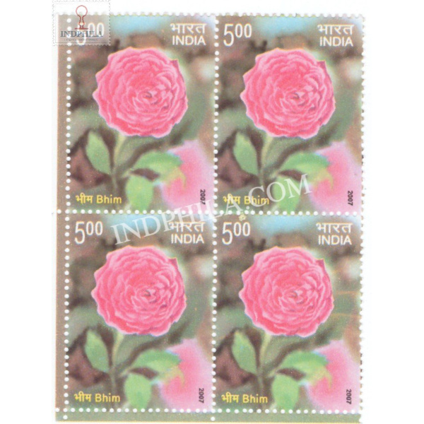 India 2007 Fragrance Of Roses Bhim Mnh Block Of 4 Stamp