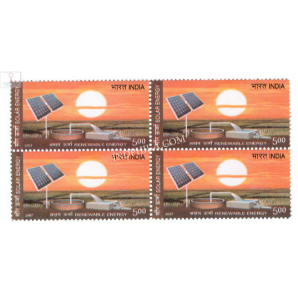 India 2007 Renewable Energy Solar Energy Mnh Block Of 4 Stamp