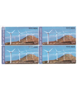 India 2007 Renewable Energy Wind Energy Mnh Block Of 4 Stamp