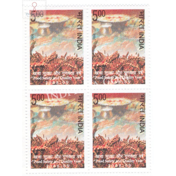 India 2008 Food Safety And Quality Year 2008 2009 Mnh Block Of 4 Stamp