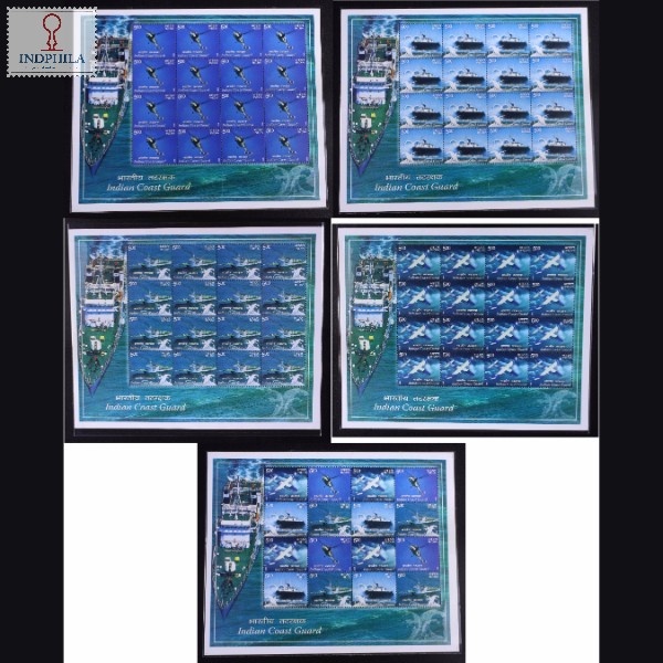 India 2008 Indian Coast Guard Set Of 5 Mnh Sheetlet