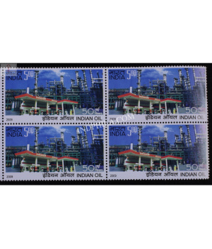 India 2009 50 Years Indian Oil Mnh Block Of 4 Stamp