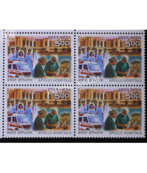 India 2009 Apollo Hospitals Mnh Block Of 4 Stamp