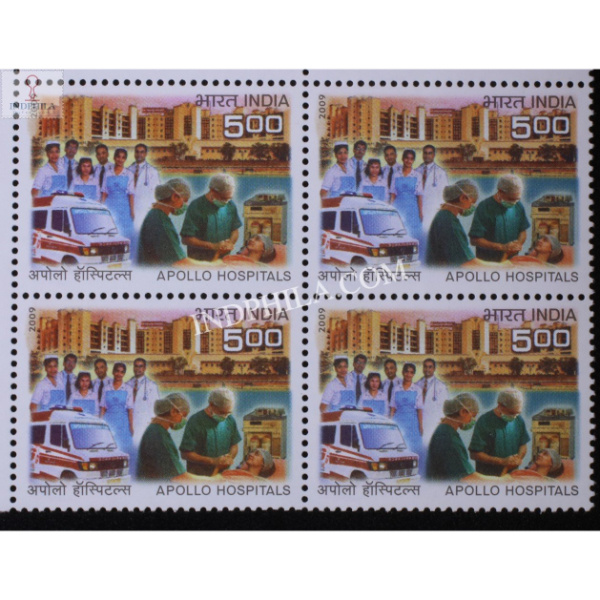 India 2009 Apollo Hospitals Mnh Block Of 4 Stamp