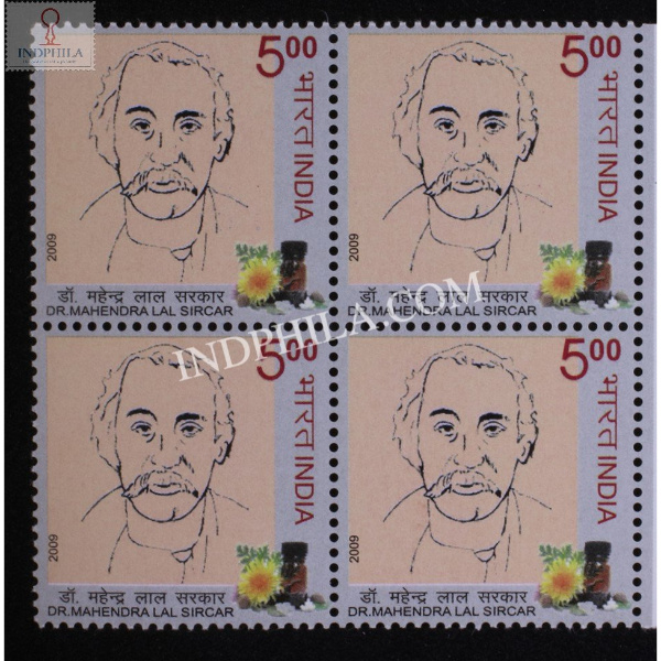 India 2009 Dr Mahendra Lal Sir Car Mnh Block Of 4 Stamp