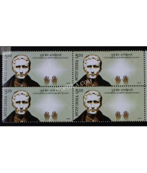 India 2009 Louis Braille Birth Bicentenary Mnh Block Of 4 Stamp