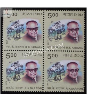 India 2009 R K Narayan Mnh Block Of 4 Stamp