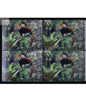 India 2009 Rare Fauna Of The North East Red Panda Mnh Block Of 4 Stamp