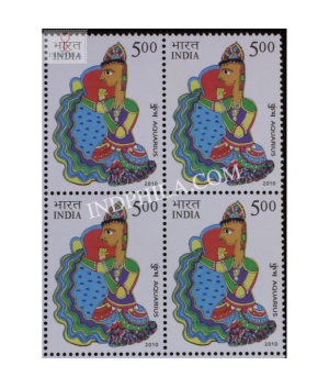 India 2010 Astrologicalsigns Aquarious Mnh Block Of 4 Stamp