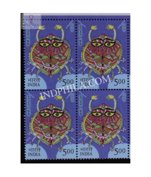 India 2010 Astrologicalsigns Cancer Mnh Block Of 4 Stamp