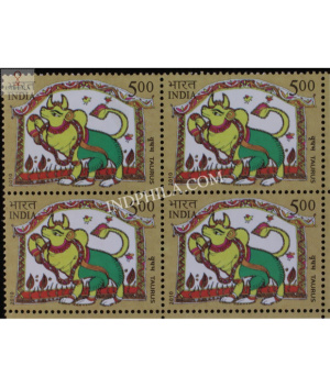 India 2010 Astrologicalsigns Taurus Mnh Block Of 4 Stamp