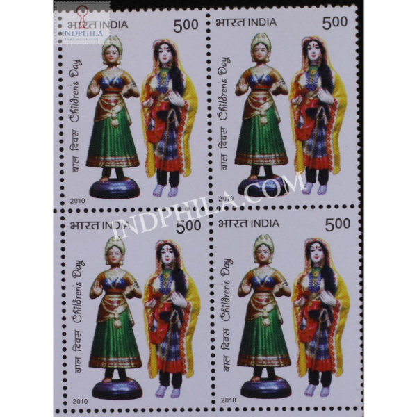 India 2010 Childrens Day Dolls Mnh Block Of 4 Stamp