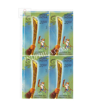 India 2010 Xix Common Wealth Games Queens Baton Relay S2 Mnh Block Of 4 Stamp