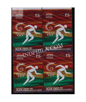 India 2010 Xix Commonwealth Games Athletics Mnh Block Of 4 Stamp