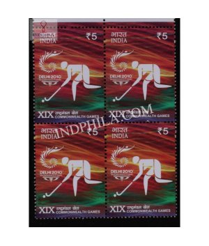 India 2010 Xix Commonwealth Games Hockey Mnh Block Of 4 Stamp