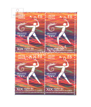 India 2010 Xix Commonwealth Games Tennis Mnh Block Of 4 Stamp