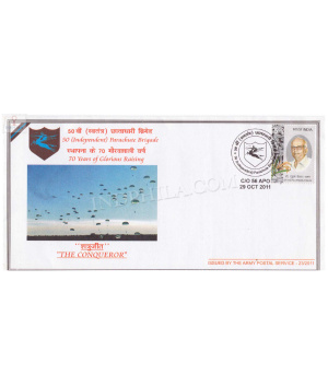 India 2011 50 Independent Parachute Brigade The Conqueror Army Postal Cover