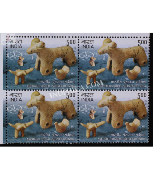 India 2011 Archaeological Survey Of India Animals Clay Models Mnh Block Of 4 Stamp