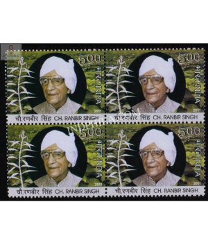 India 2011 Ch Ranbir Singh Mnh Block Of 4 Stamp