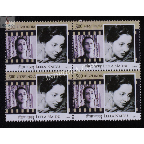 India 2011 Legendary Heroines Of Indian Cinema Leela Naidu Mnh Block Of 4 Stamp