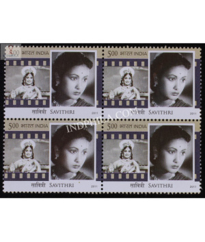 India 2011 Legendary Heroines Of Indian Cinema Savithri Mnh Block Of 4 Stamp