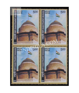 India 2011 Rashtrapati Bhavan Jaipur Column Mnh Block Of 4 Stamp