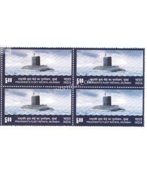 India 2011 The Presidents Fleet Mumbai Submarine Mnh Block Of 4 Stamp