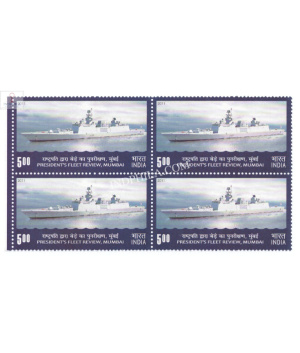 India 2011 The Presidents Fleet Mumbai Warship Mnh Block Of 4 Stamp