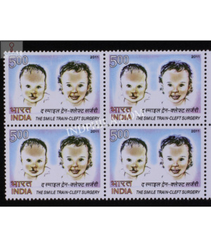 India 2011 The Smile Train Cleft Surgery Mnh Block Of 4 Stamp