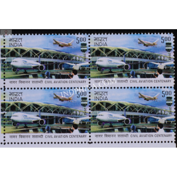 India 2012 100 Years Of Civil Aviation First Commercial Flight S3 Mnh Block Of 4 Stamp