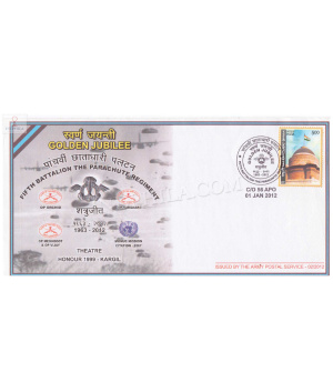India 2012 Golden Jubilee Of Fifth Battalion The Parachute Regiment Army Postal Cover
