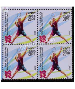 India 2012 Xxx Olympics Games Badminton Mnh Block Of 4 Stamp