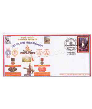 India 2013 Golden Jubilee Of 169 Field Regiment Army Postal Cover