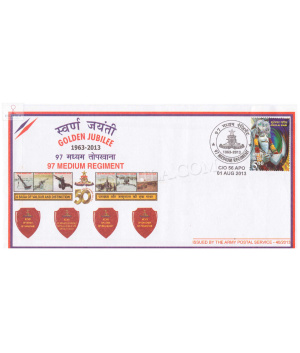 India 2013 Golden Jubilee Of 97 Medium Regiment Army Postal Cover